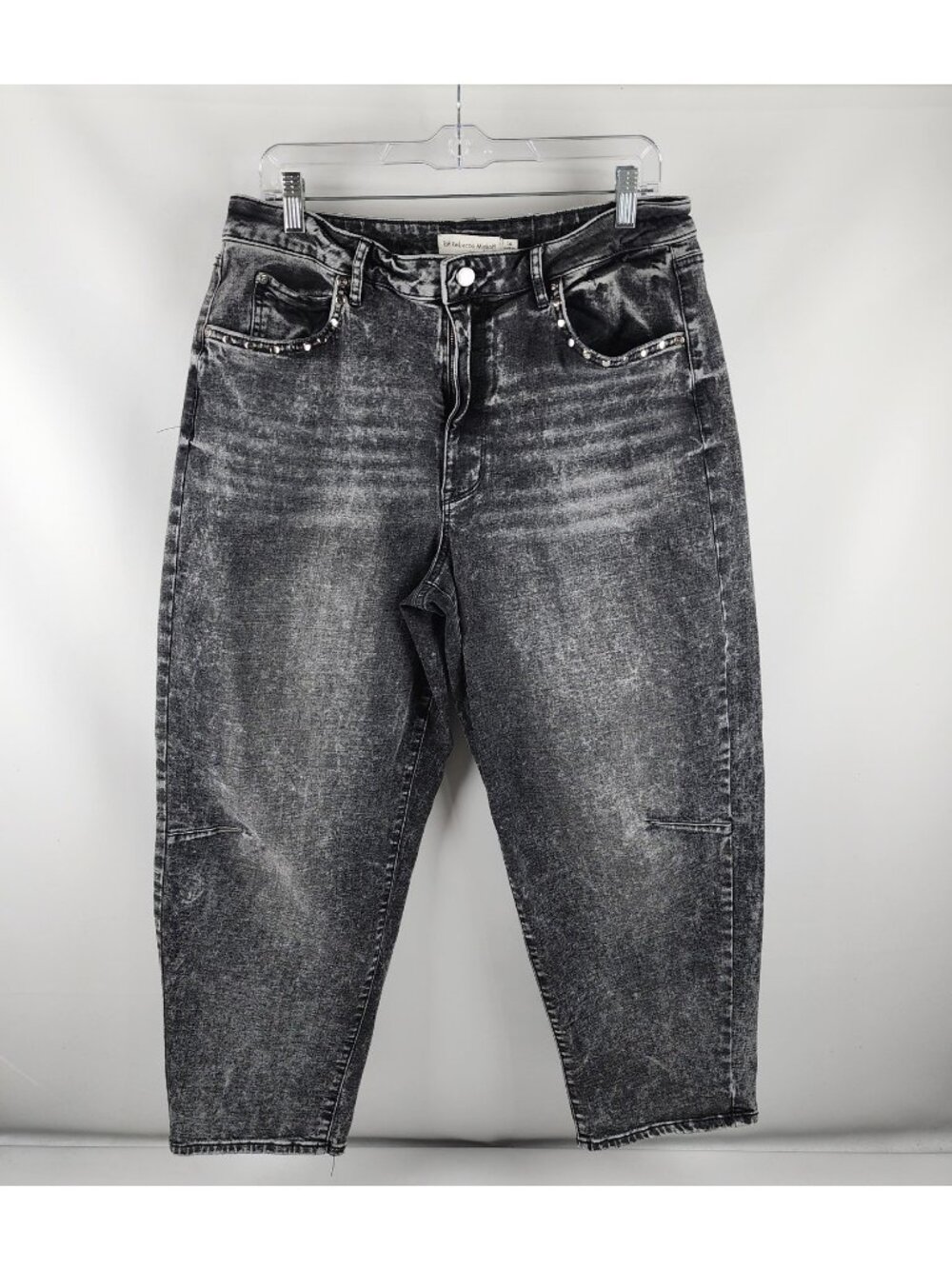 Rebecca Minkoff Jeans Womens 14 Black Fade Cropped Barrel Leg Denim (34x25)